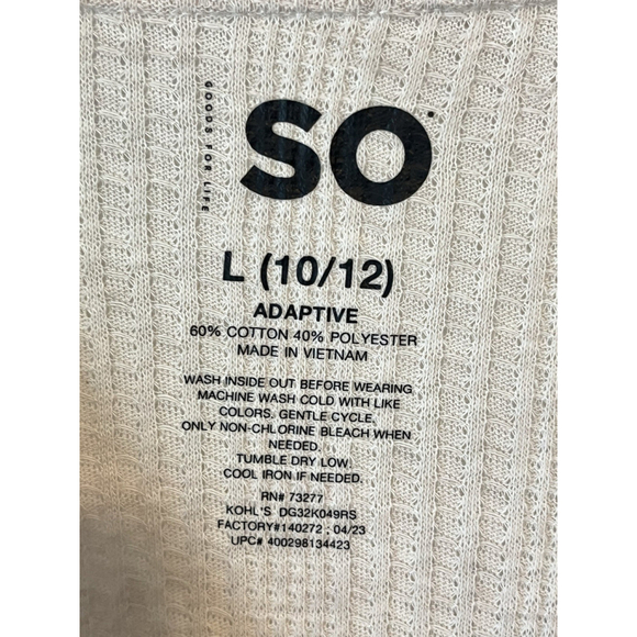 SO Henley Top Large 10/12 Beige Ribbed Long Sleeve Shirt NWT - Picture 6 of 9